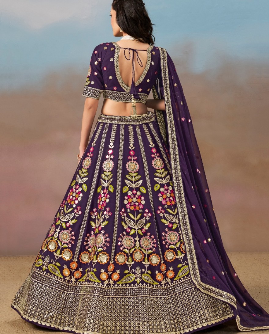 6008 - PURPLE MULTI COLOR THREADS WORK FESTIVE LEHENGA CHOLI